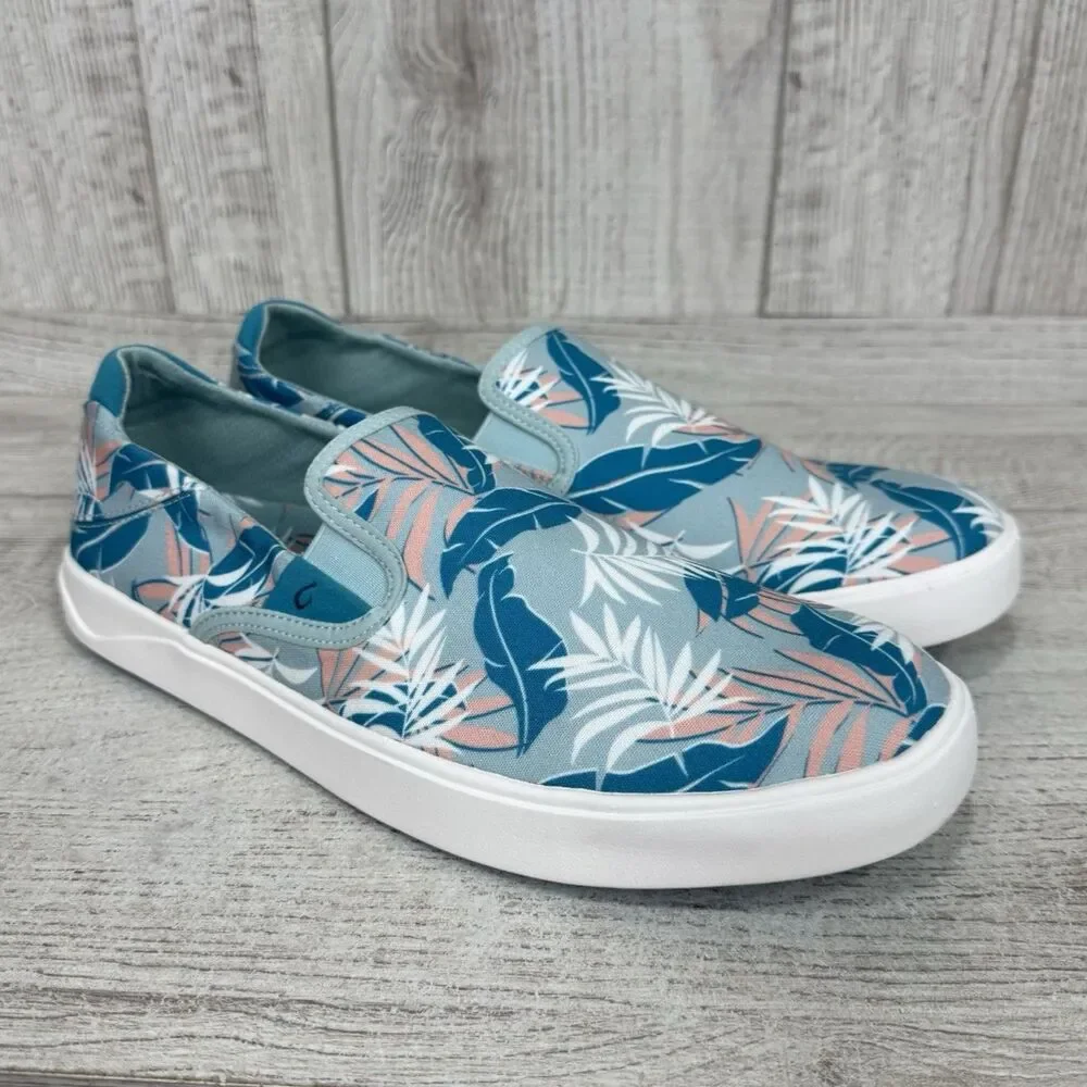 OLUKAI Lae'ahi Pa'i Slip On Shoes Swell/Aloha Men’s Size 10.5 Blue White Tropic